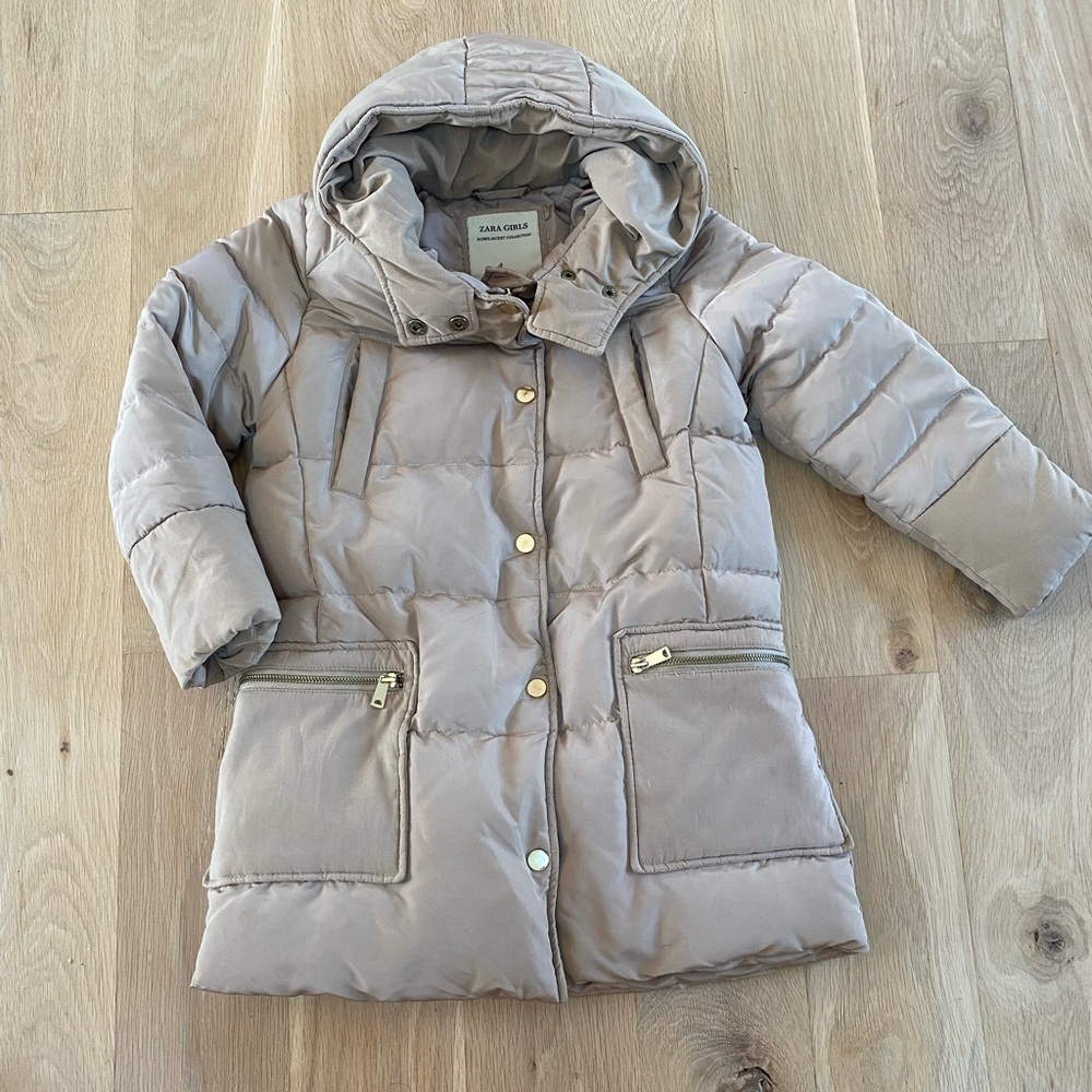Zara girls long down coat size:7/8y